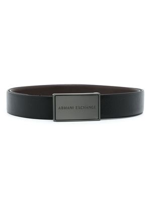 Armani Exchange rectangle-buckle leather belt - Black