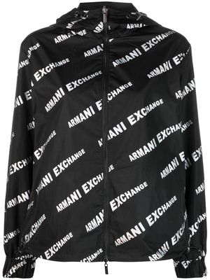 Armani Exchange reversible logo-print hooded jacket - Black