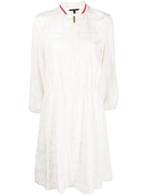 Armani Exchange ribbed band-collar detail dress - White