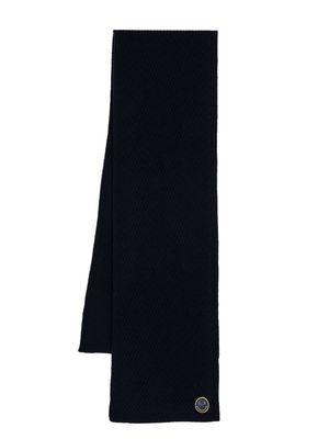 Armani Exchange ribbed logo-patch scarf - Blue