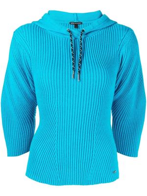 Armani Exchange ribbed pullover hoodie - Blue