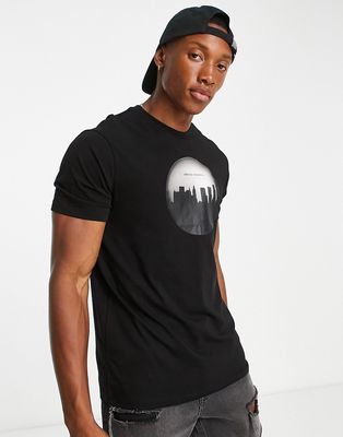 Armani Exchange round city print t-shirt in black