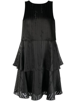 Armani Exchange satin-finish devoré-effect sleeveless dress - Black