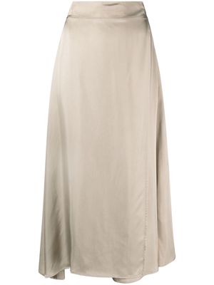 Armani Exchange satin-finish midi straight skirt - Neutrals