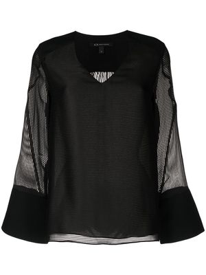 Armani Exchange semi-sheer blouse - Black