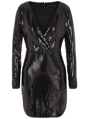 Armani Exchange sequin-embellished V-neck minidress - Black