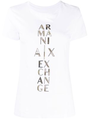 Armani Exchange sequin logo-embellished T-shirt - White