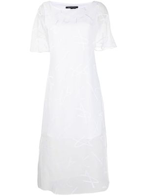 Armani Exchange sheer-overlay midi dress - White