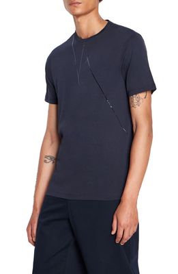 Armani Exchange Shine Logo Pima Cotton Graphic T-Shirt in Solid Blue Navy
