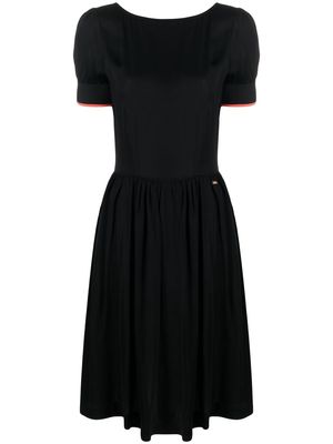 Armani Exchange short-sleeve pleated mini dress - Black