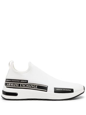 Armani Exchange side logo-print sock sneakers - White
