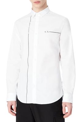 Armani Exchange Simple Linex AX Button-Up Shirt in White