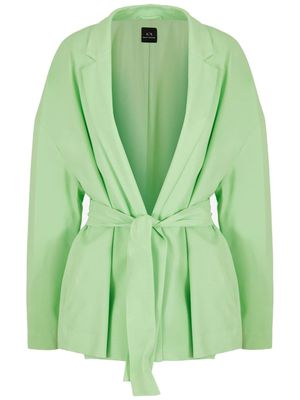 Armani Exchange single-breasted belted crepe blazer - Green