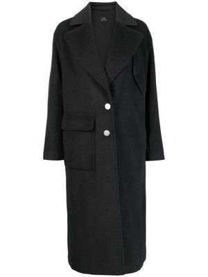 Armani Exchange single breasted wool-blend coat - Black