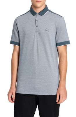 Armani Exchange Slim Fit Tipped Piqué Polo in Silver
