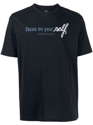 Armani Exchange slogan-print cotton T-shirt - Blue