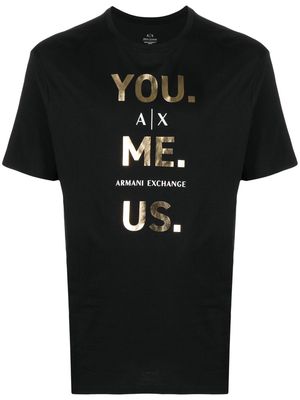 Armani Exchange slogan-print logo T-shirt - Black