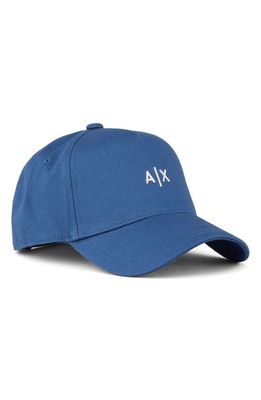 Armani Exchange Small Embroidered Logo Baseball Cap in True Navy