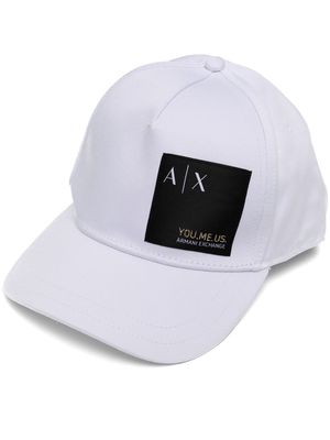 Armani Exchange square logo-patch cap - White