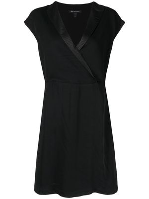 Armani Exchange stripe-detail v-neck dress - Black