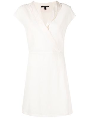 Armani Exchange stripe-detail v-neck dress - Neutrals