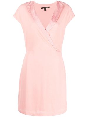 Armani Exchange stripe-detail v-neck dress - Pink
