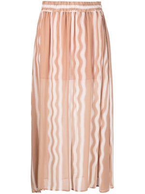Armani Exchange stripe-pattern midi skirt - Neutrals