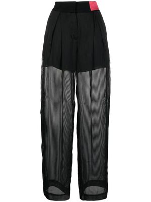 Armani Exchange stripe-pattern sheen trousers - Black