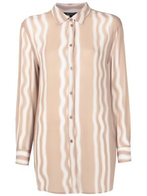 Armani Exchange stripe-print buttoned shirt - Brown