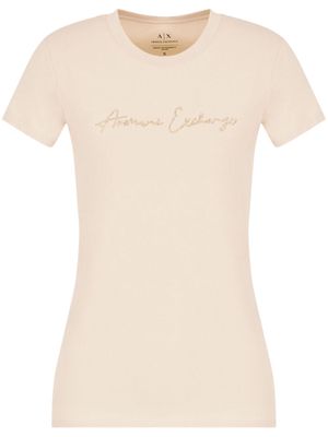 Armani Exchange studded logo-detail round-neck T-shirt - Neutrals