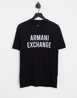 Armani Exchange t-shirt with holographic logo in black