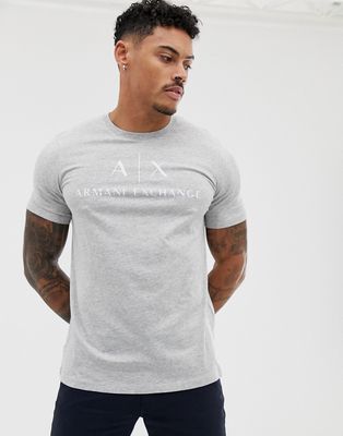 Armani Exchange text logo T-shirt in gray-Grey