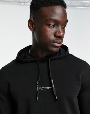 Armani Exchange text logo with back print overhead hoodie in black