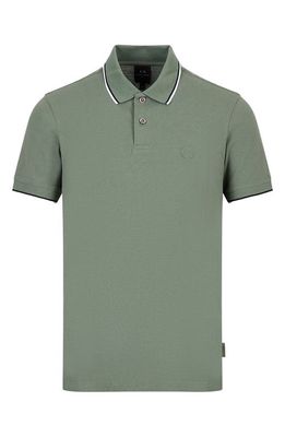 Armani Exchange Tipped Cotton Piqué Polo in Duck Green
