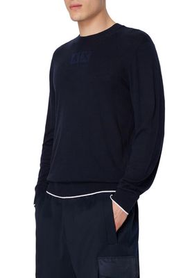 Armani Exchange Tipped Crewneck Sweater in Navy