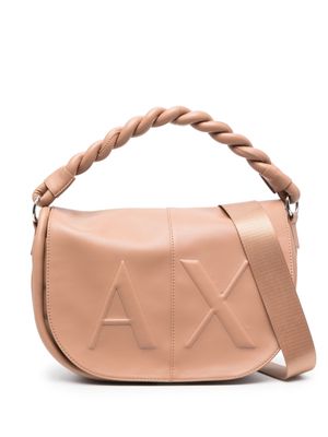 Armani Exchange twisted-handle patent tote bag - Neutrals