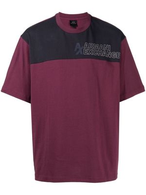 Armani Exchange two-tone logo T-shirt - Purple