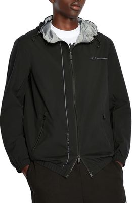 Armani Exchange Water Resistant Hooded Jacket in Black/Zinc