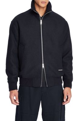 Armani Exchange Zip Front Jacket in Solid Blue Navy