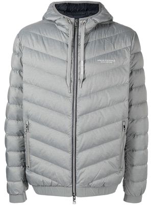 Armani Exchange zip-up hooded padded jacket - Grey
