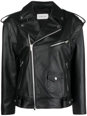 ARMARIUM off-centre zip leather jacket - Black