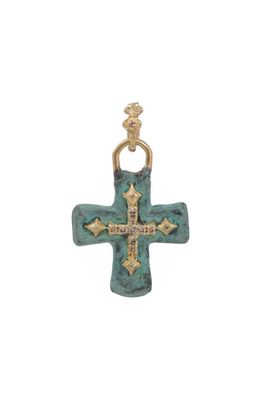 Armenta Artifact Cross Pendant Charm in Green