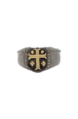 Armenta Men's Cross Shield Signet Ring in Silver 