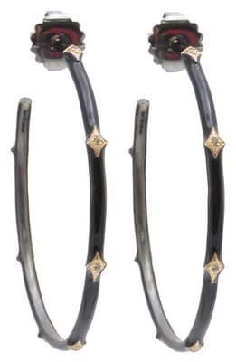 Armenta New World Diamond Enamel Hoop Earrings in Rose Gold/Silver