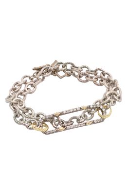 Armenta Old World Pave Champagne Diamond Double Chain Bracelet in Gold