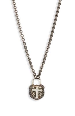 Armenta Romero Black Sapphire Cross Shield Pendant Necklace in Silver