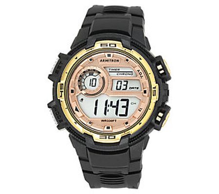 Armitron Men's Digital Two-Tone Black Silicone Strap Watch