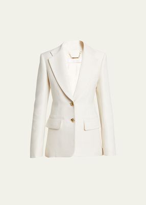 Armoured Silk Wool Single-Breasted Blazer Jacket