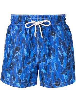 Arrels Barcelona abstract-print drawstring-waist swim shorts - Blue
