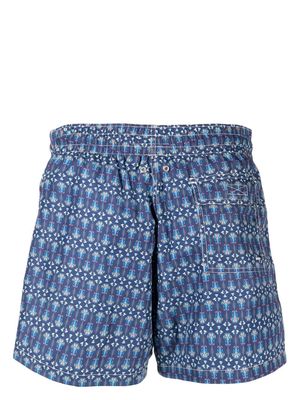 Arrels Barcelona geometric floral-pattern swim shorts - Blue